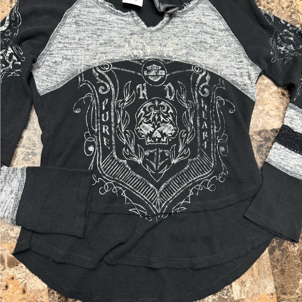 Harley-Davidson Black and Gray Long Sleeve Tee
